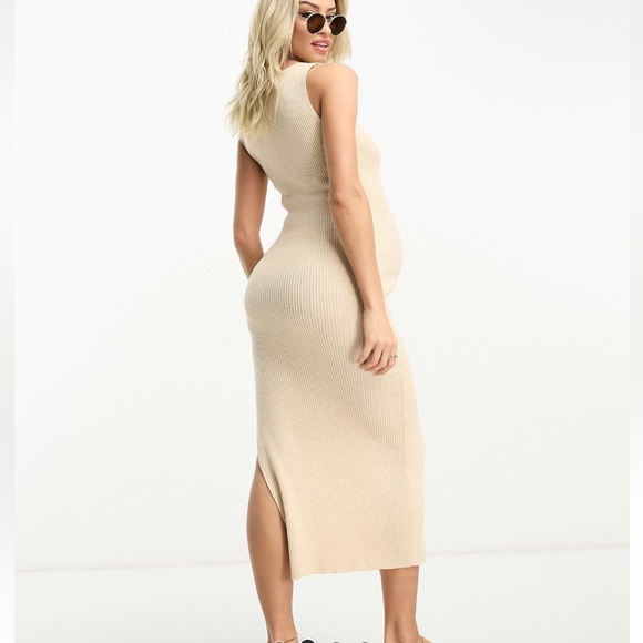 ASOS design maternity knitted v neck midi dress - Picture 2 of 5